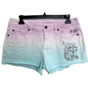Disney The Little Mermaid Ariel Dip Dye Ombré Cut Off Shorts Size 11 Purple Blue